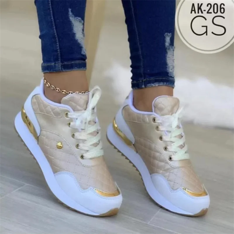 2023 Women Sneakers Platform Shoes PU Leather Patchwork Casual Sport Shoes Ladies Outdoor Running Walking Shoes  Womens Shoes