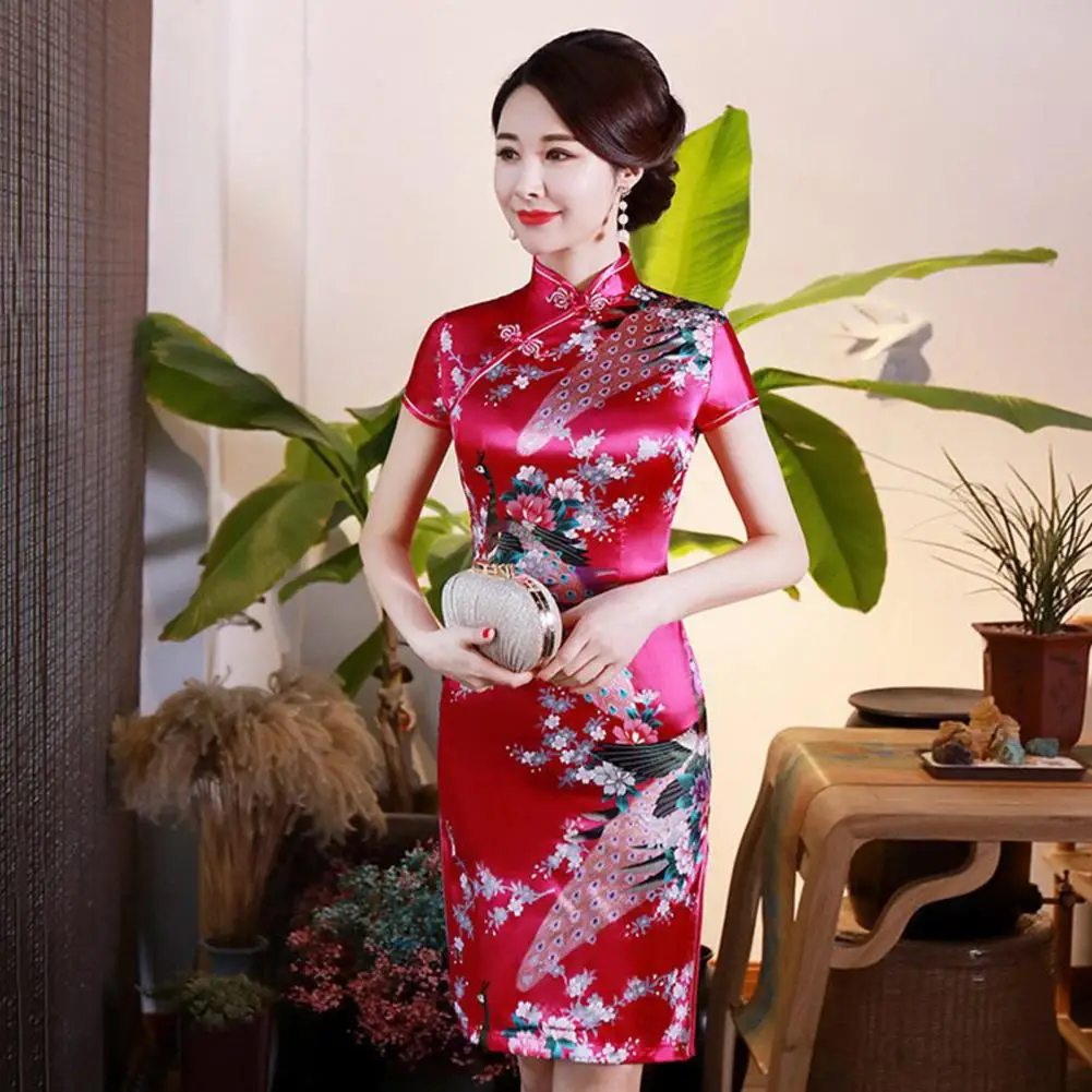 

Anti-wrinkle Classic Chinese Style Summer Slim Qipao Close-fitting Retro Cheongsam Smooth Female Clothes