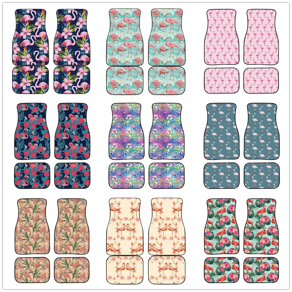 Розовый дизайн автомобильный напольный коврик с фламинго винтажный черный ковер