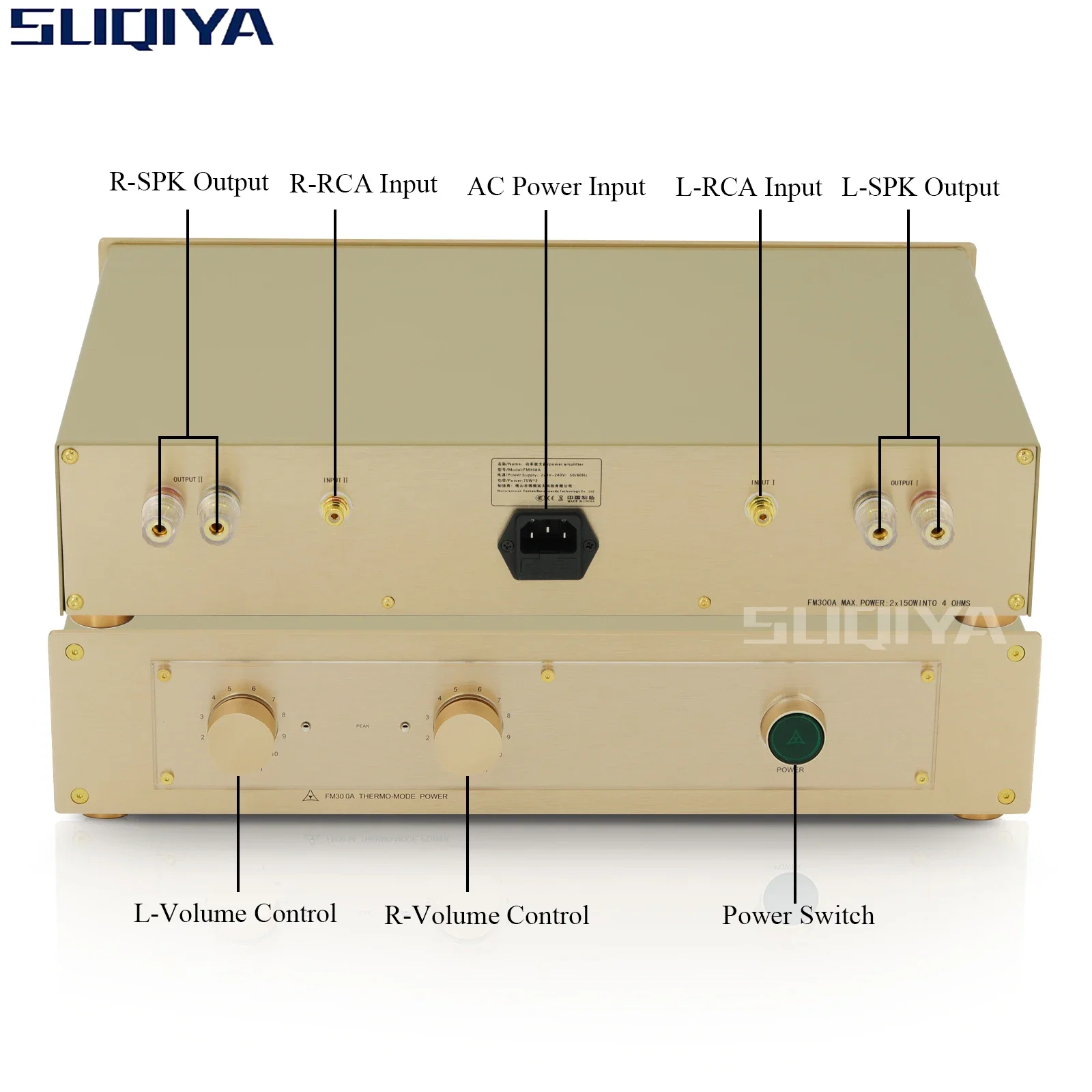 SUQIYA-Clone FM300A FM акустика hi-fi аудио 150 Вт * 2 4 Ом 80 8 усилитель мощности