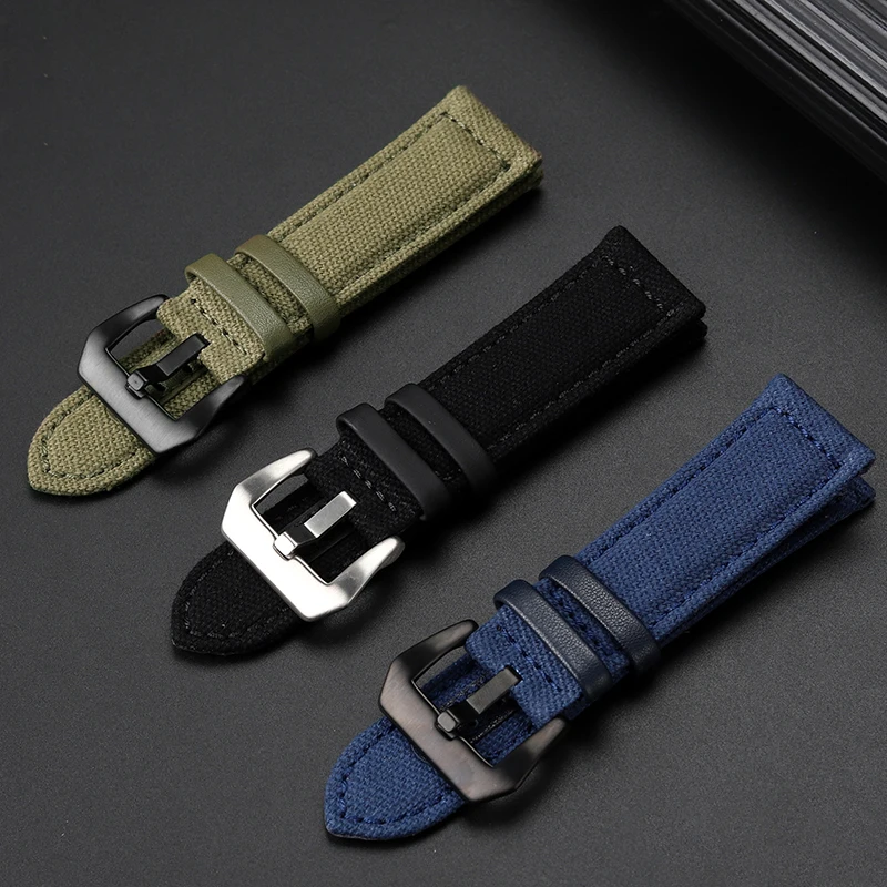 Фото Мужской Универсальный Холщовый ремешок для часов Panerai PAM335 441 111 1055 Breitling Avenger Premier, нейлоновый ремешок для наручных часов 20 22 24 мм, мягкий ремешок №2