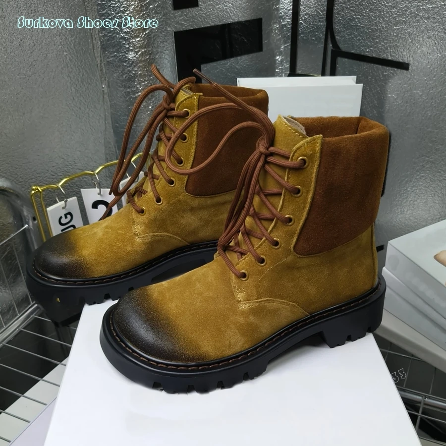 Женские винтажные Ботинки Челси Surkova с круглым носком роскошные боевые ботинки