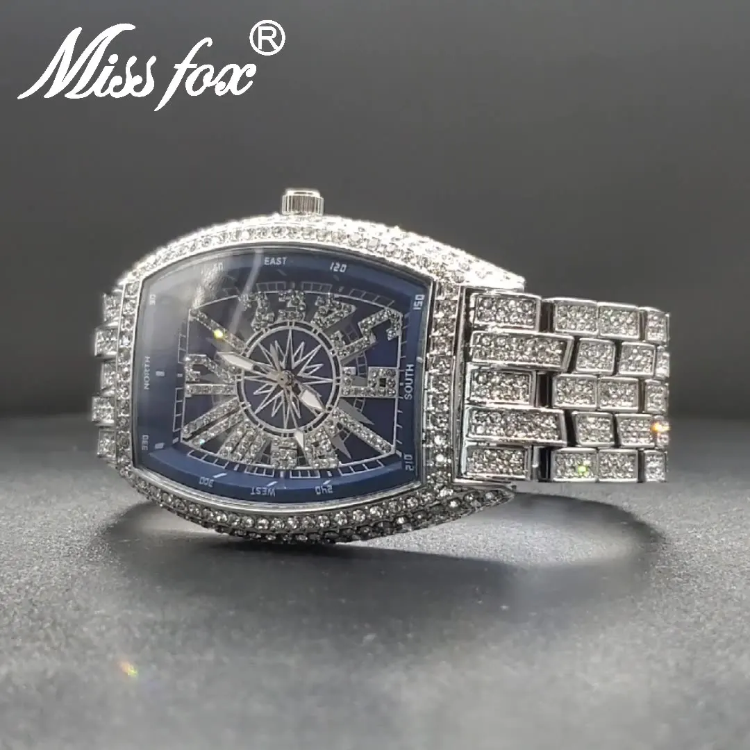 2024 Новые кубинские часы-цепочка для мужчин в стиле хип-хоп Майами бордюр со льдом