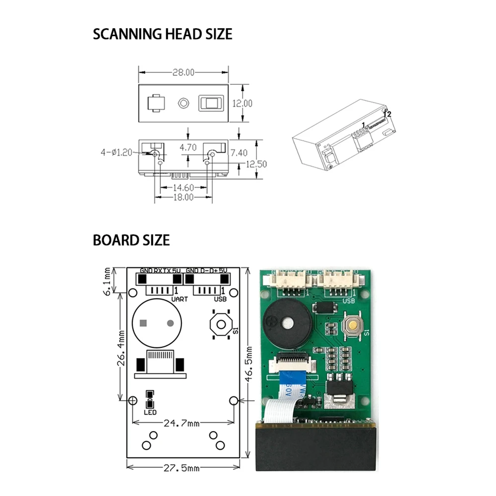 GM67 1D 2D USB UART модуль сканера штрих-кода Qr для Android
