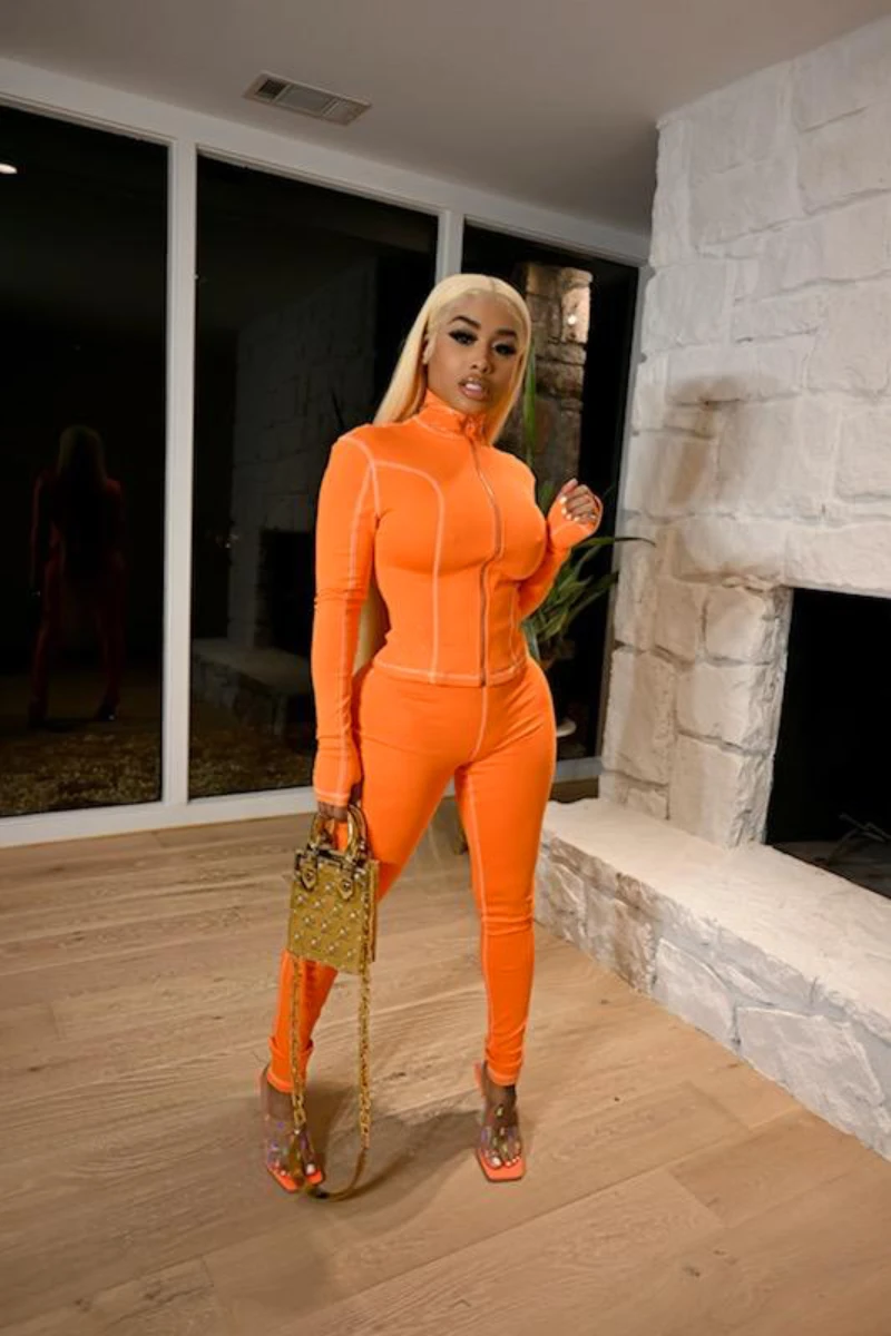 

1L198 Sprint Женский Повседневный модный однотонный облегающий спортивный комплект из двух предметов с молнией топ и штаны спортивный костюм Ли...