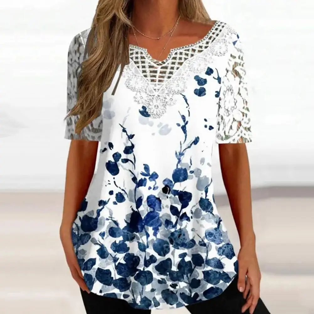 

Popular Pullover T-shirt 3D Cutting Comfy Spring Women Printing Pullover T-shirt Colorfast Pullover Top Streetwear