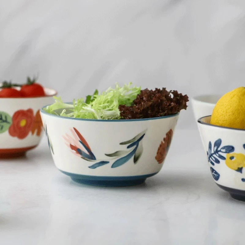 5-дюймовая цветочная миска с ручной росписью круглая керамическая подглазурная