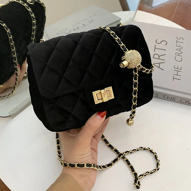 

New 2020 winter Bags for Women Shoulder Bags Small fragrant rhombic suede Crossbody Bags For Women Handbags Chain Crossbody Bags
