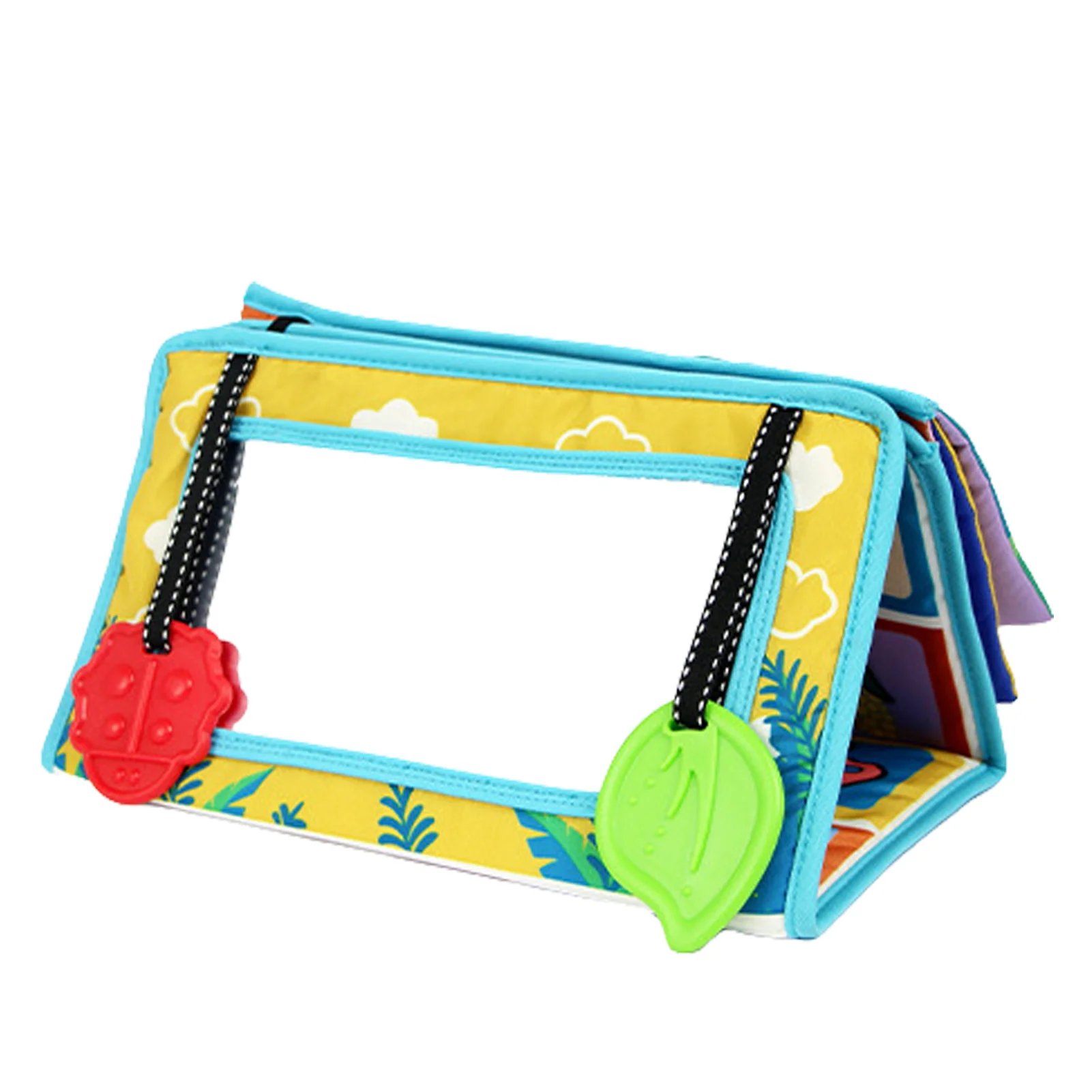 

Tummy Time Floor Mirror Foldable Baby Mirror Development Toys Infant Tummy-time High Contrast Montessori Sensory Crinkle Black