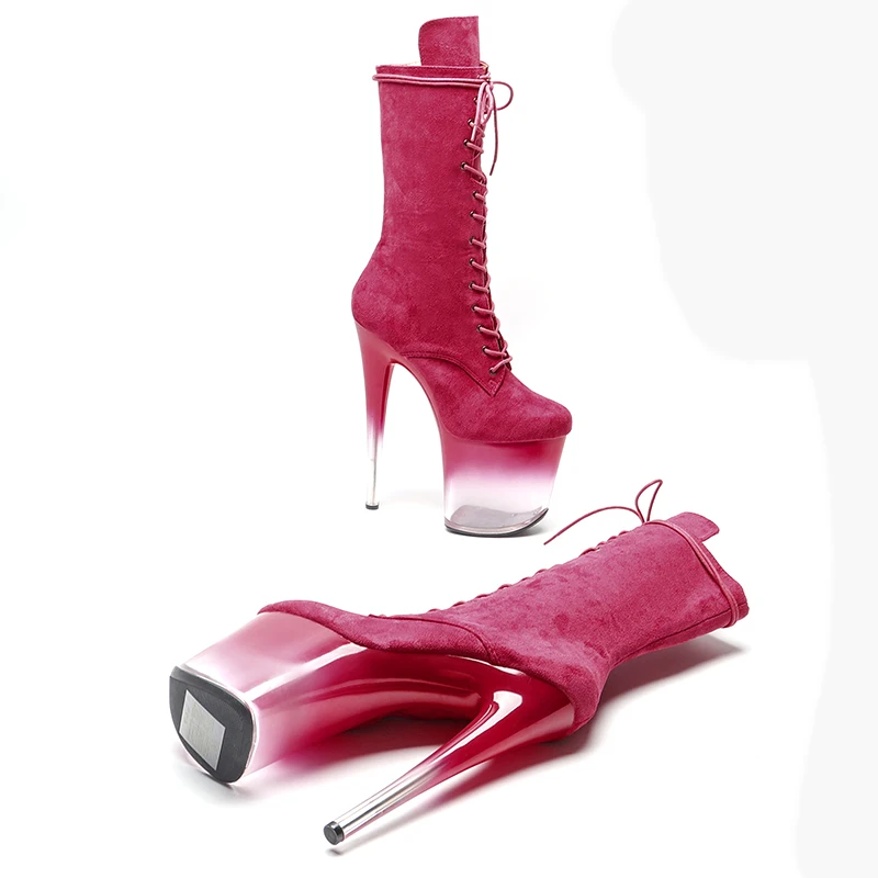 Leecabe  20CM/8inches suede Upper Pole dancing shoes High Heel platform Pole Dance boot