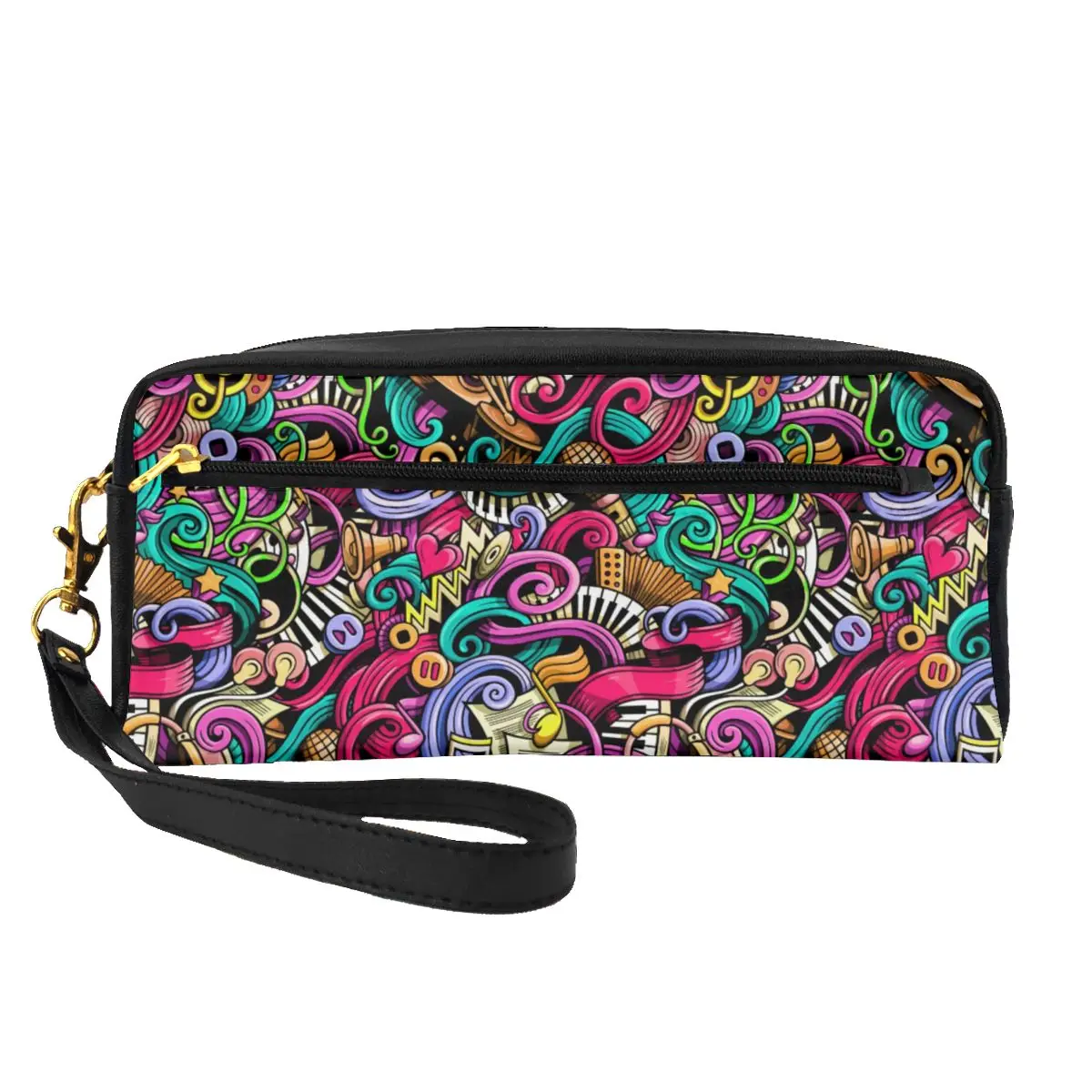 

Make Your Own Music Leather Storage Organizers Performance Art Travel Large Capacity Makeup Pouch For Girl Cosmetic Bags