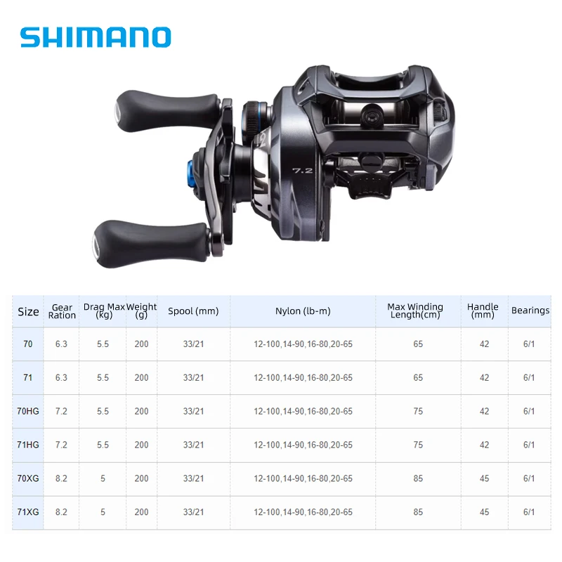Катушки для заброса приманки SHIMANO 2023 SLX DC 6 + 1BB 3: 1/7.2:1/8 2: 1 максимальное усилие