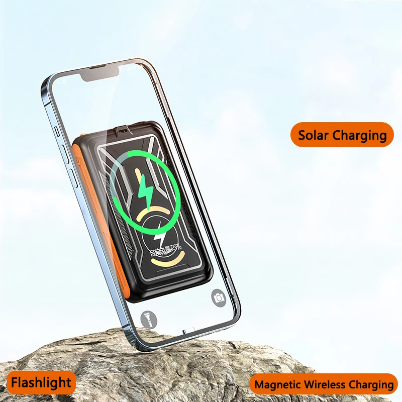 Магнитное Беспроводное зарядное устройство Qi внешний аккумулятор на 10000 мАч для