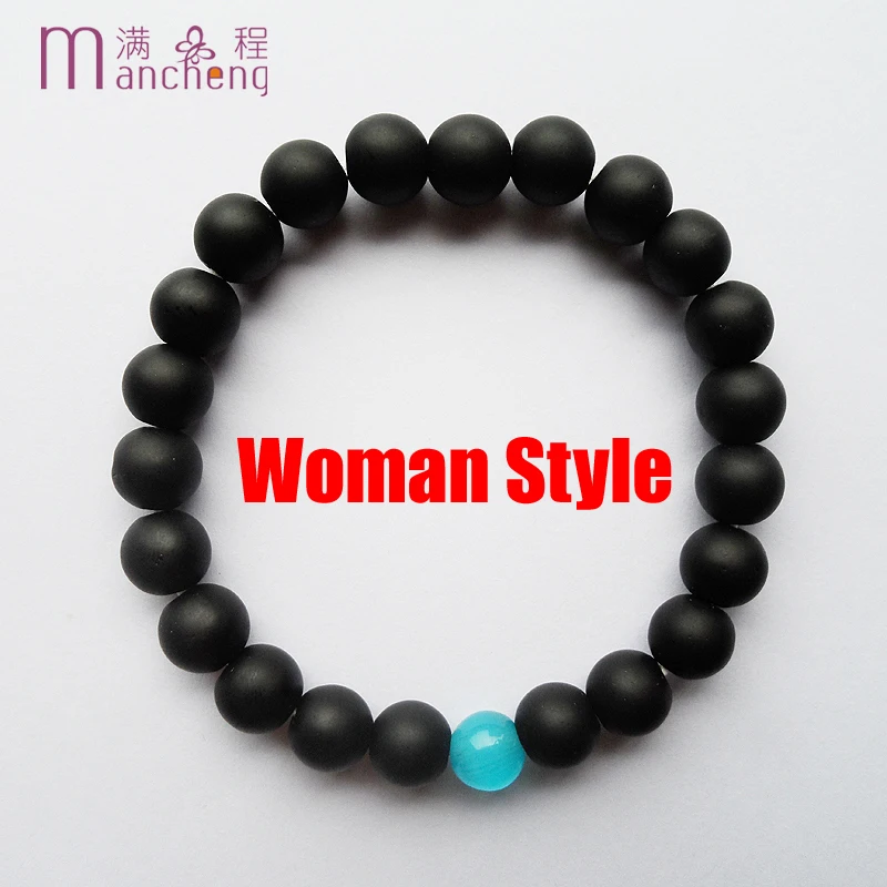 

Aesthetic 8MM Round Cat's Eye Pulseras Mujer Grind Arenaceous Matte Obsidian Beaded Bracelet For Women 7 Inch Dropshipping