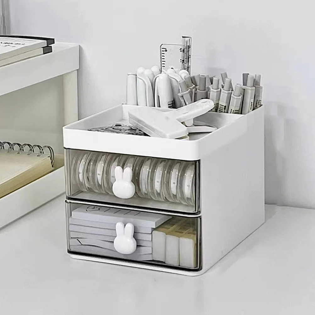 

Desktop Makeup Box Case Holder Storage Drawer Desk Drawers Stationery Table Tabletop Plastic Container Decorative Organizer