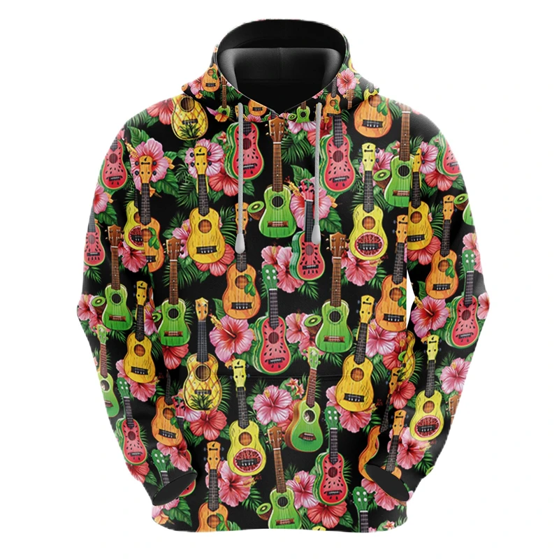 Мужские толстовки с графическим рисунком для любителей гавайской гитары пуловер