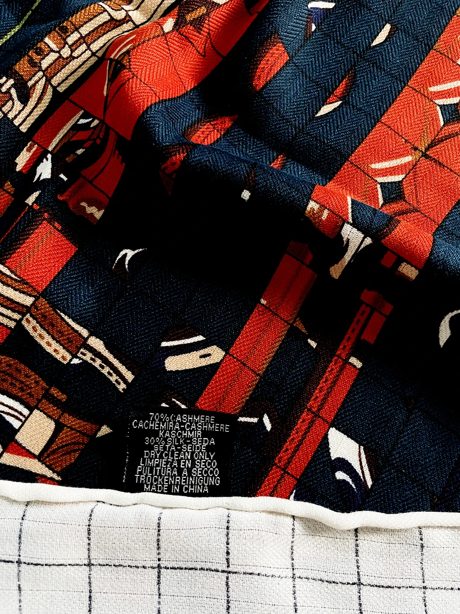 Шелковый кашемировый шарф 130 см скрученные шали Herms зимние мягкие пашмины