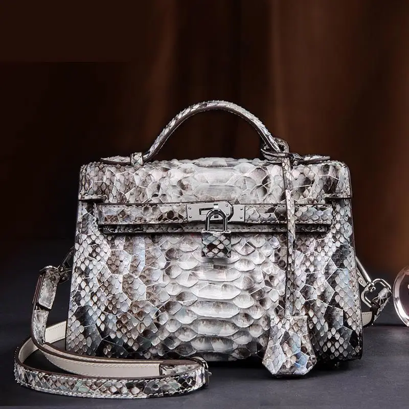 

Handbags For Women 2022 Designer Luxury Metal Lock High Quality Real Python Leather Designer Luxury Bags Women Messenger Bags