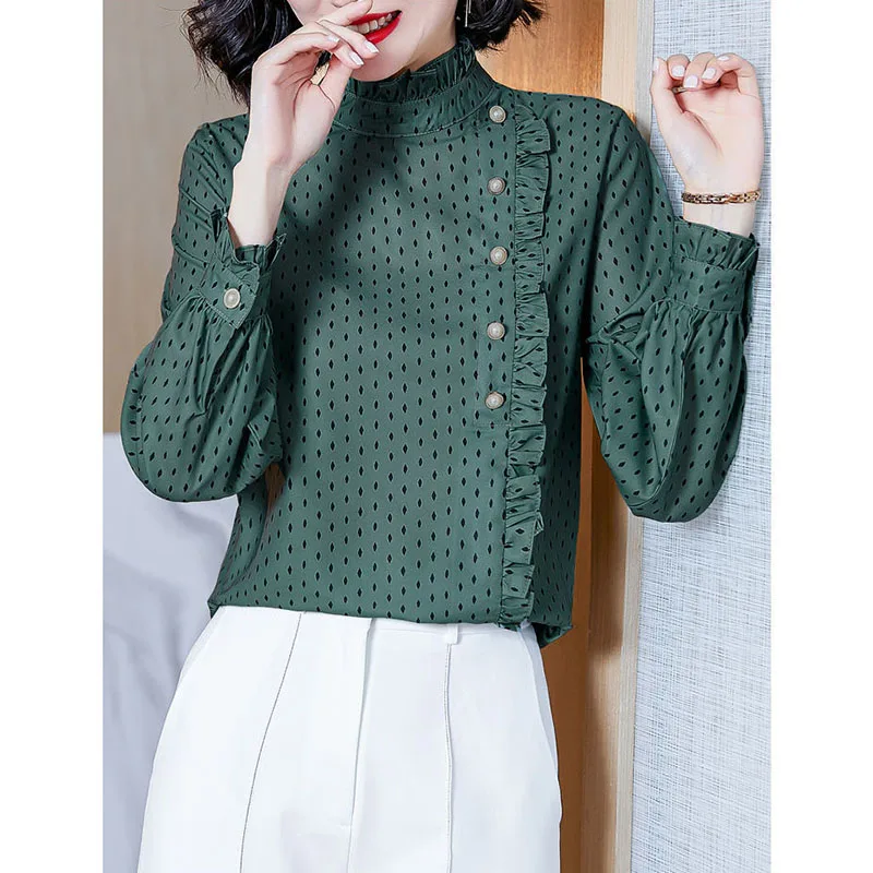 Элегантная женская шифоновая рубашка офисные женские винтажные пуловеры с