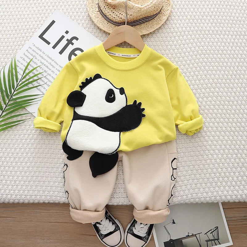 

New Arrial 2023 Spring and Autumn Casual Kids Clothes Girls Boys Long Sleeve Cartoon Sweatershirt+Pant 2Pcs Suit 1-6 Years Old