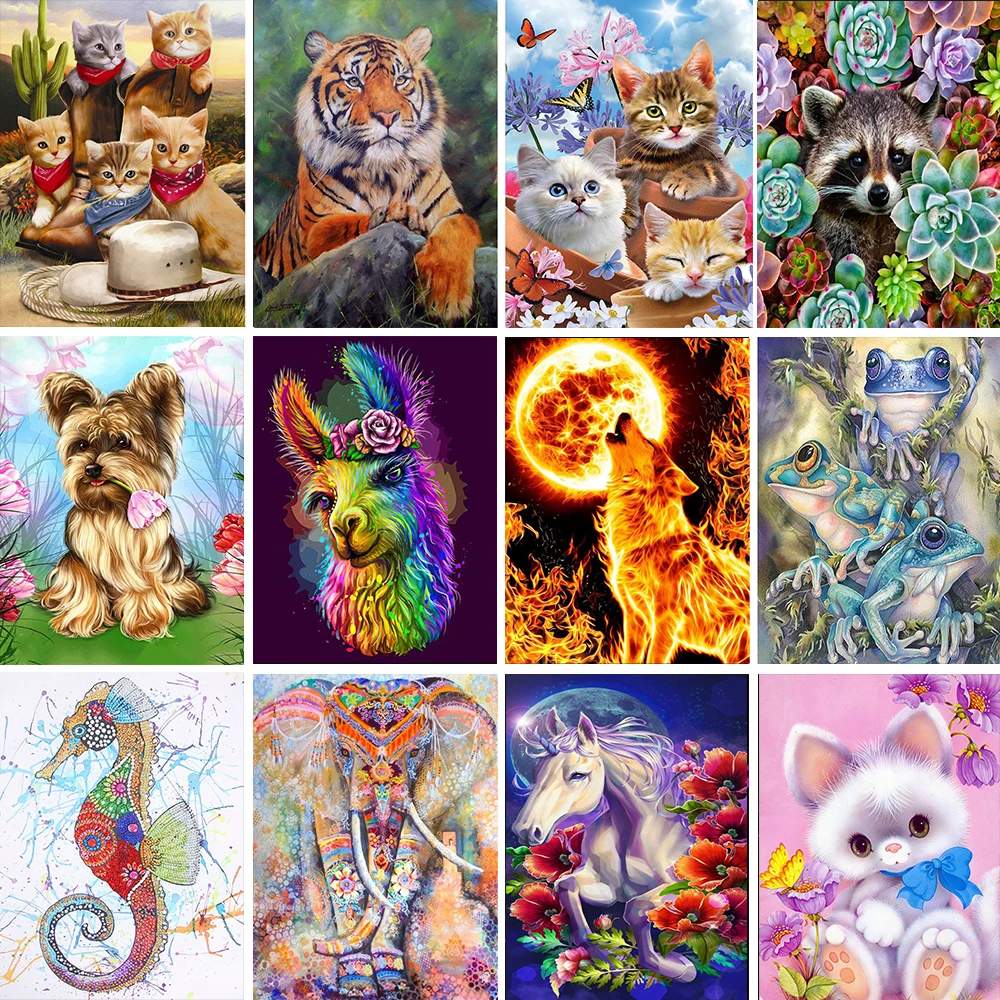 

Алмазная 5D картина «сделай сам», рисунок тигра, лошади, животных, вышивка крестиком, пейзаж, полноразмерная мозаика, вышивка стразами, домаш...