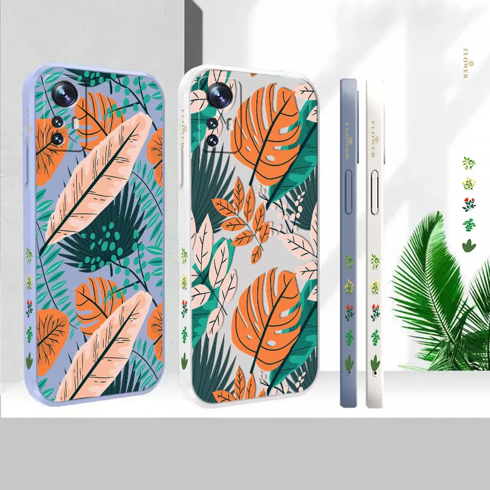 

Originality Plants Leaf Phone Case For Xiaomi Mi 13 12 12S 12X 11 11T 10 10S 10I 9 9SE 8 8SE Pro Ultra Lite Liquid Cover Funda