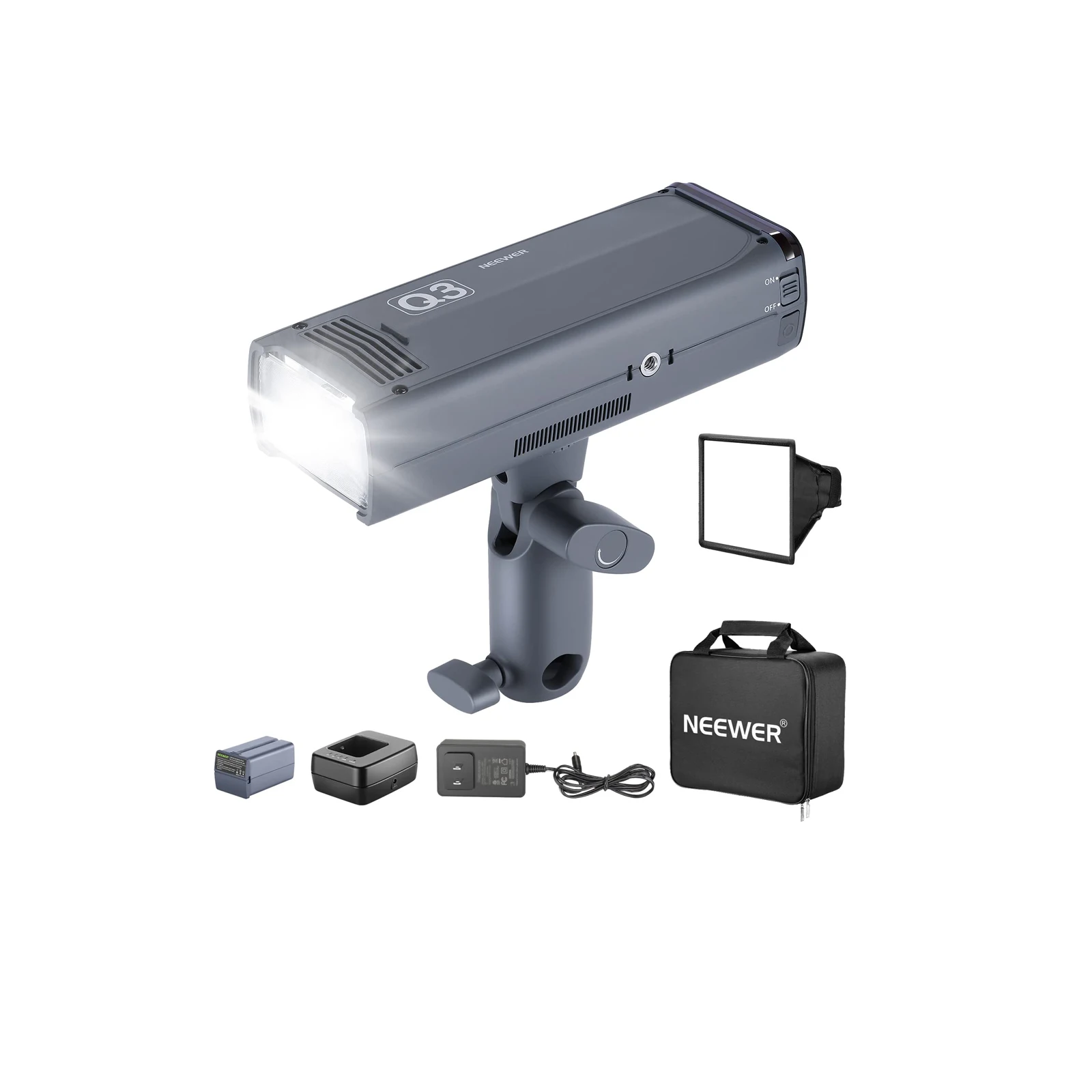 lowa lampa błyskowa Speedlite NEEWER Q3 200Ws 2.4G TTL Flash (2. wersja) z dyfuzorem Softbox