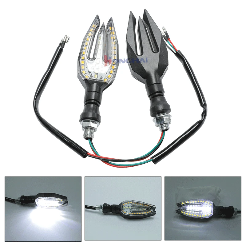 

Universal LED Motorcycle Turn Signal Light 12V Streamer Waterproof White and Amber Yellow Flasher Indicator Blinker Rear Lamp