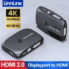 Квм-переключатель UNNLINK 4K DVI, 3-портовый USB квм-переключатель, сплиттер с удлинителем для ноутбука, 2 шт., совместное использование мыши, клавиатуры, монитора, принтера