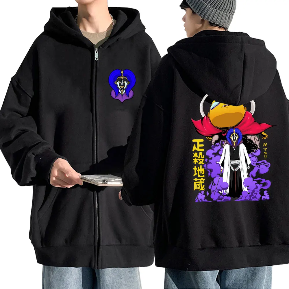 

Аниме отбеливатель Kurotsuchi Mayuri Ashisogijizou Gotei 12 Zip Up Толстовка Мужская Женская Повседневная свободная толстовка на молнии куртка уличная Мужская