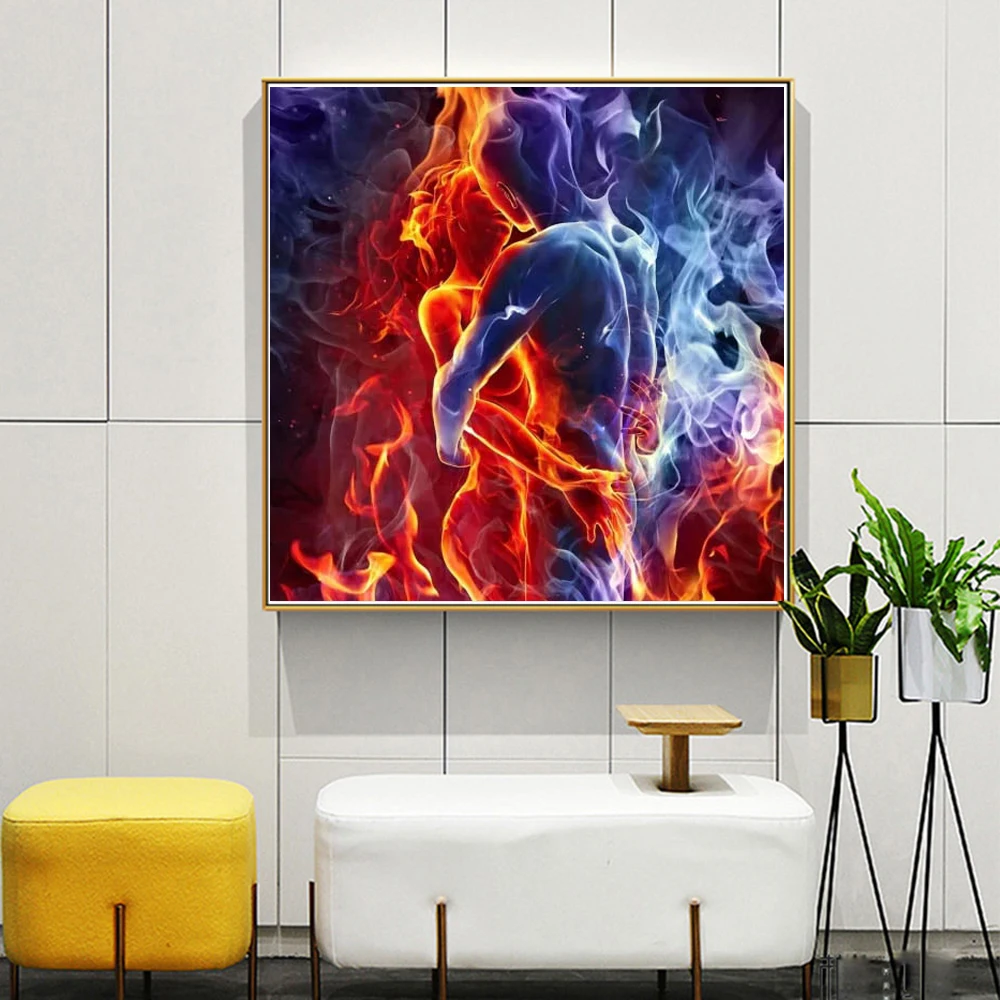 Алмазная живопись 5D &quotсделай сам&quot фантазия алмазная вышивка огонь вода пара