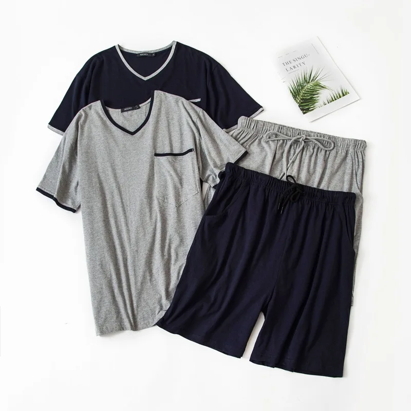 

Shorts for V-Neck Pijama Cotton Men's Big European Sleepwear Pyjamas Men Men Home Suit Summer Size Set Short Pijamas Pajama