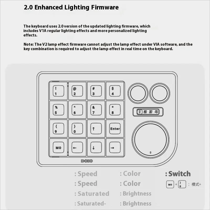DOIO KB16-01 Дизайнерская портативная клавиатура Мини-механическая Type-C 16-клавишный