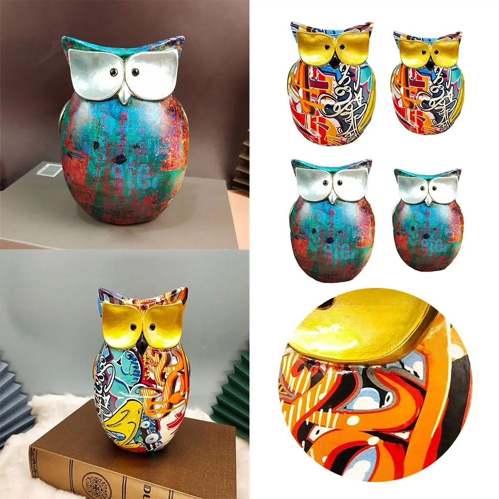 

Gift Office Desk Miniatures Figurines Owls Ornament Resin Craft Statue Graffiti Owl Sculpture