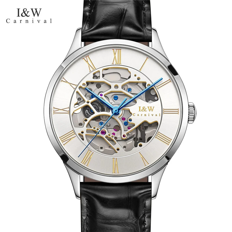 

Carnival Brand Fashion Skeleton Watch For Men Waterproof Luxury Sapphire Business Automatic Mechanical Watches Relogio Masculino