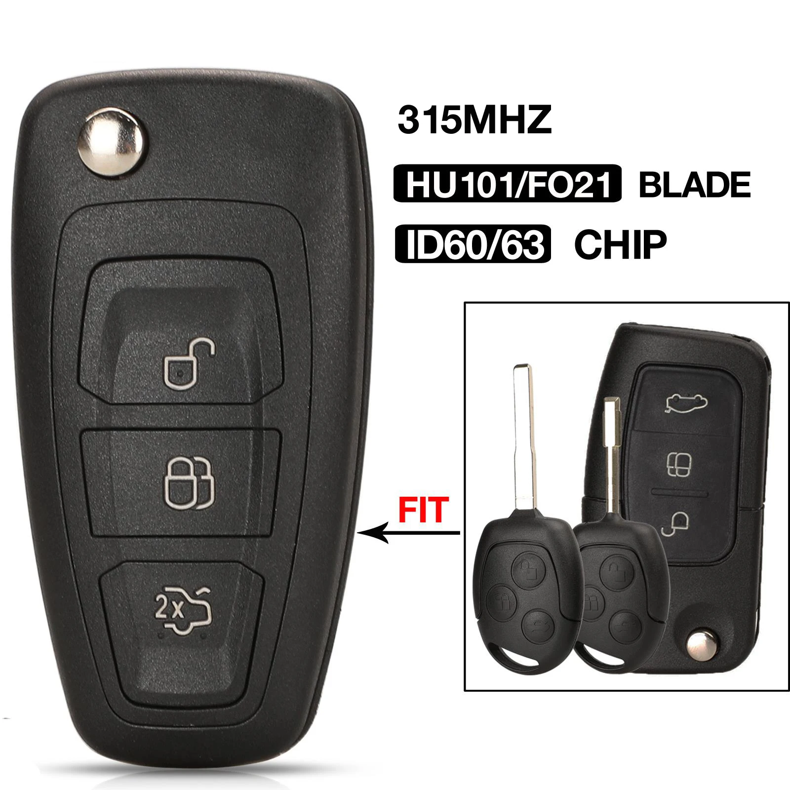 Пульт дистанционного управления jingyuqin 3BTN 315 МГц 4D60 ID63 для Ford Focus Mk1 Mondeo Transit Connect