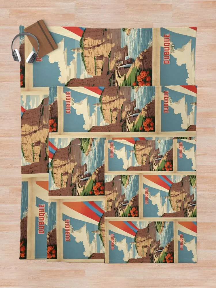 Dubuque Iowa США винтажное туристическое одеяло декоративное индивидуальное