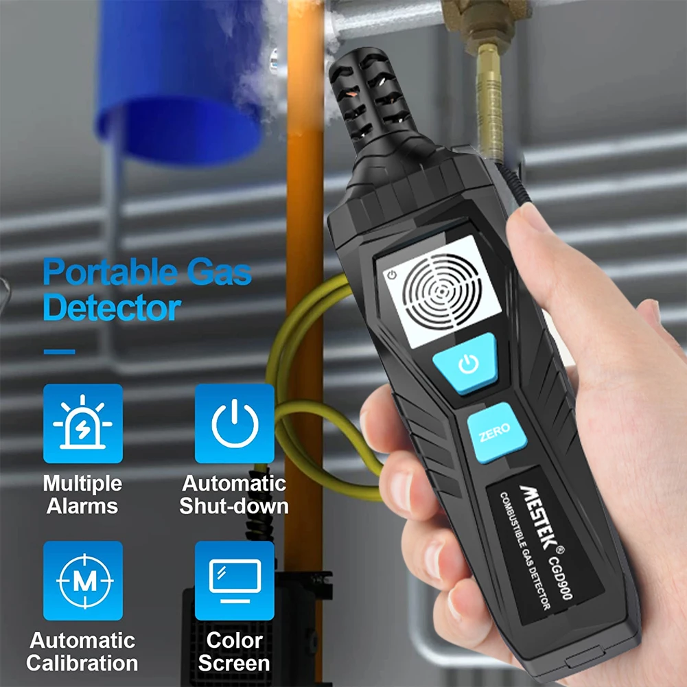 Portable Gas Leak Detector Handheld Pen Type Gas Analyzer & Audible Alarm Battery Powered Natural Gas Sniffer Flammable Tester