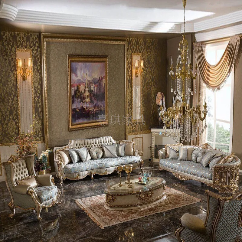 

Роскошный Европейский диван из цельной древесины на заказ, художественный чайный столик, мебель для французского двора