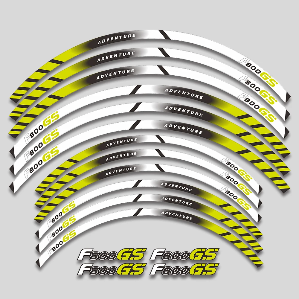 

12 Strips Front Rear Stickers Moto Decal Sticker Motorcycle Decals Reflective Waterproof Wheel Decals For BMW F800GS F800 GS