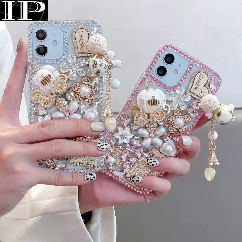 Чехол для телефона Bling 3D Perfume со стразами Iphone 14 12 11 13 15 Pro Max Xs Xr 6 7 8 SE 2020 чехол Diamond