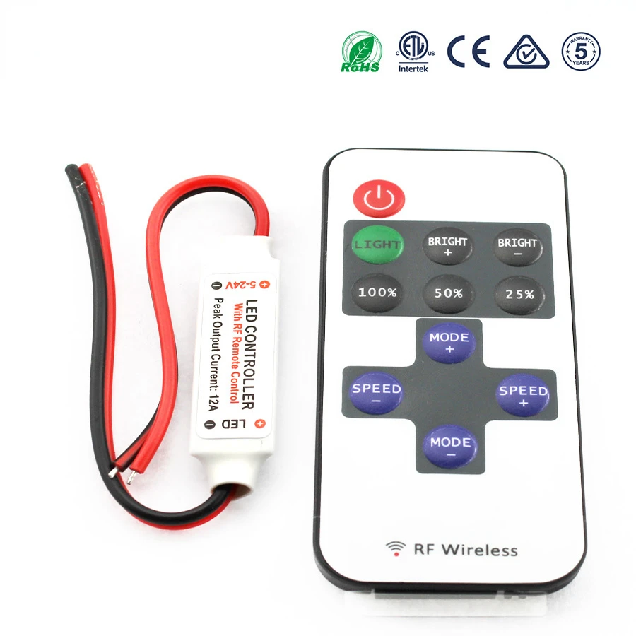 11-клавишный Дистанционный Светодиодный Диммер Для Ленты 12 В Постоянного Тока 5 Rf