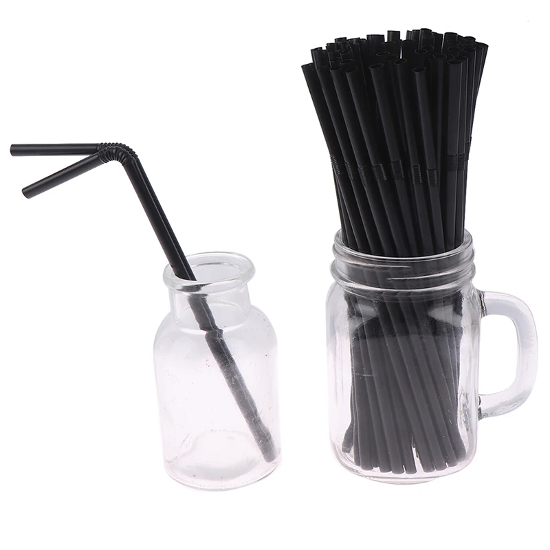 

100 Pcs Flexible Straws Birthday Wedding Party Event Supplies Decorative Bubble Tea Cocktail Party Straws Kitchen Gadget