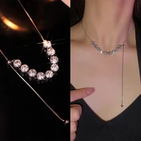 korea fashion ball beads tassel necklace for women 2022 trend new charm zircon titanium steel chain jewelry wedding party gifts