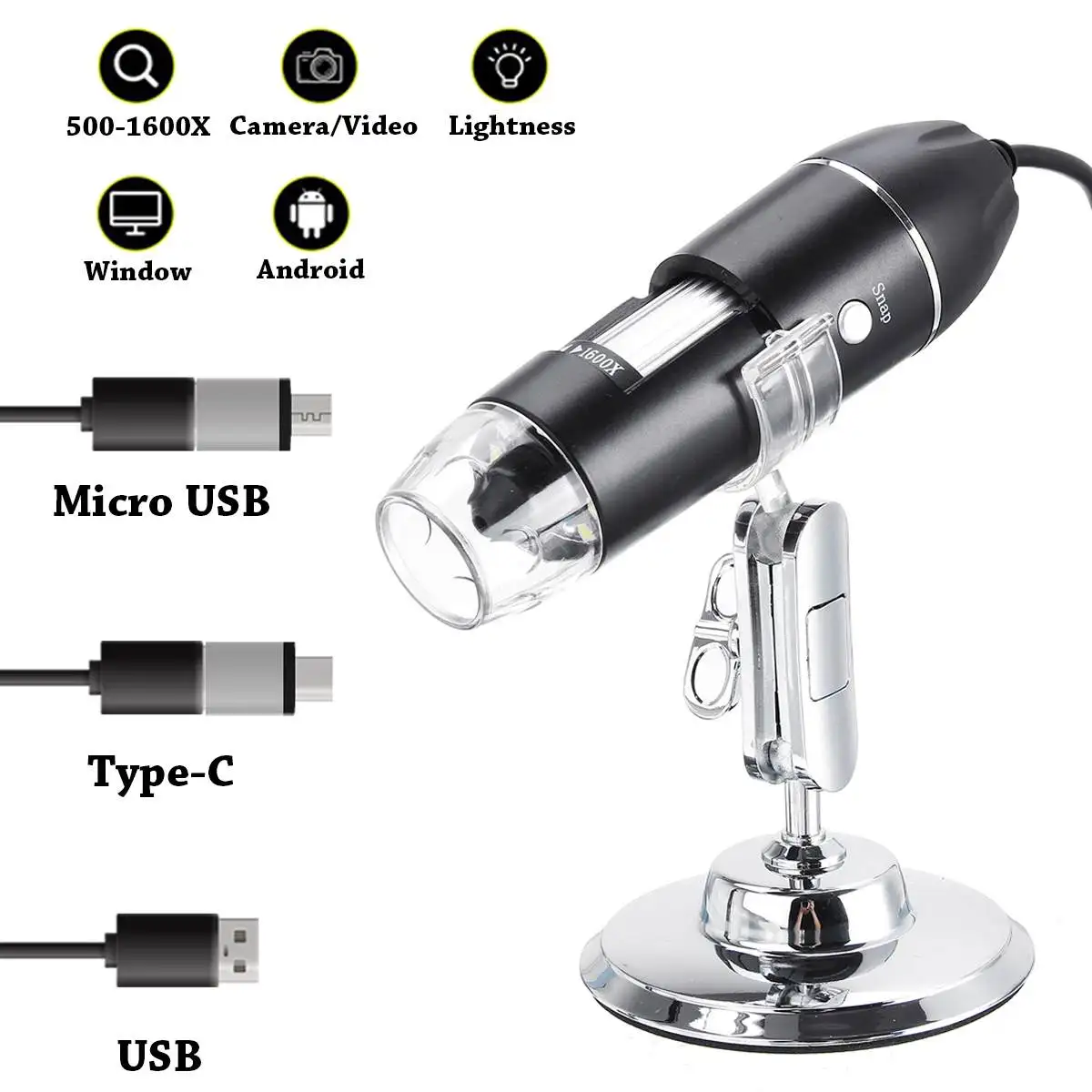 

1600X 2MP 1080P LED Digital electronic microscope Thermal Camer for soldering Magnifier Endoscopic For Mobile Phone PC