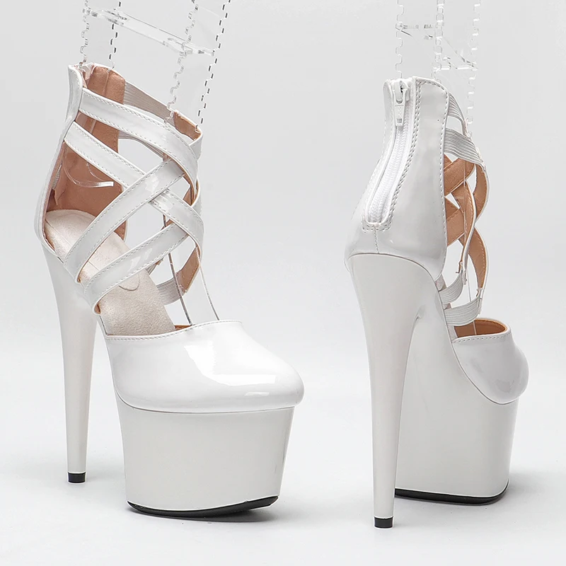 Leecabe 17CM/7Inch Patent PU Women's Platform Sandals  party High Heels Shoes Pole Dancing Shoes