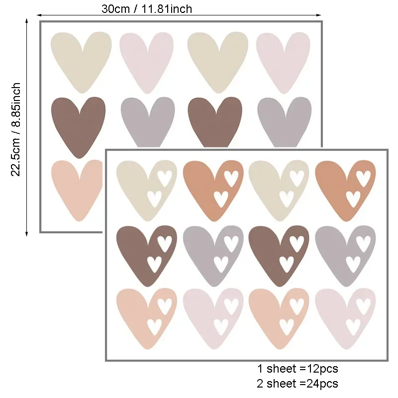 

Набор наклеек на стену в форме сердца для детской комнаты
