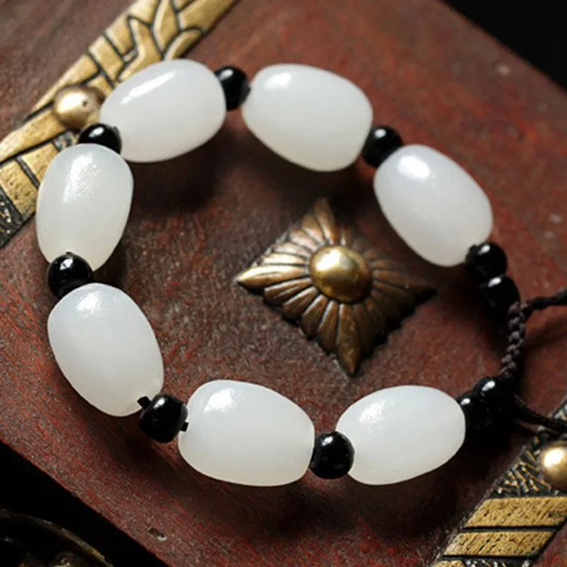 

Adjustable Jade Bracelet Women Fine Jewelry Accessorie Afghanistan White Jades Original Stone Woven Bracelet Handmade Diy Bangle