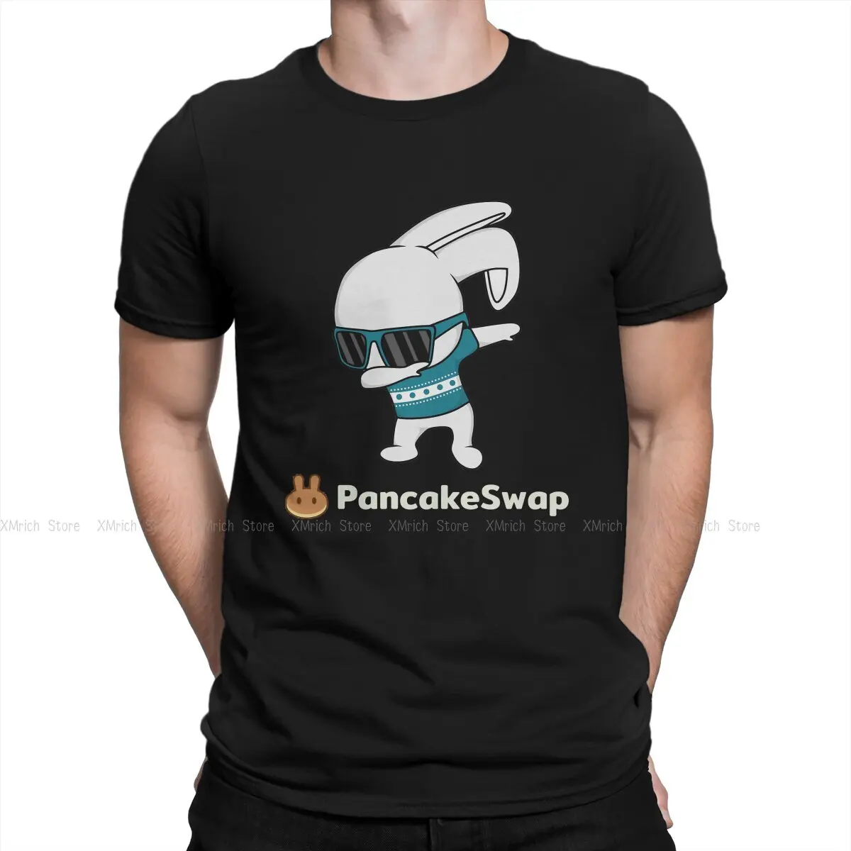 

Staking WHITE T-Shirt Men PancakeSwap Cake Cryptocurrency Miners Hipster 100% Cotton Tee Shirt Crewneck Short Sleeve T Shirts