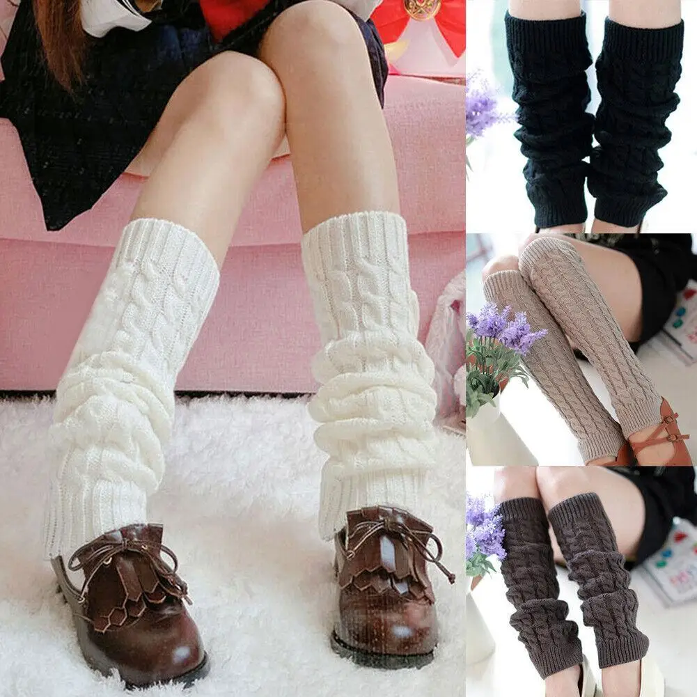 

Women Knit Winter Leg Warmers Lolita Japanese JK Loose Style Lady Boots Knee High Boot Stockings Leggings Warm Legs